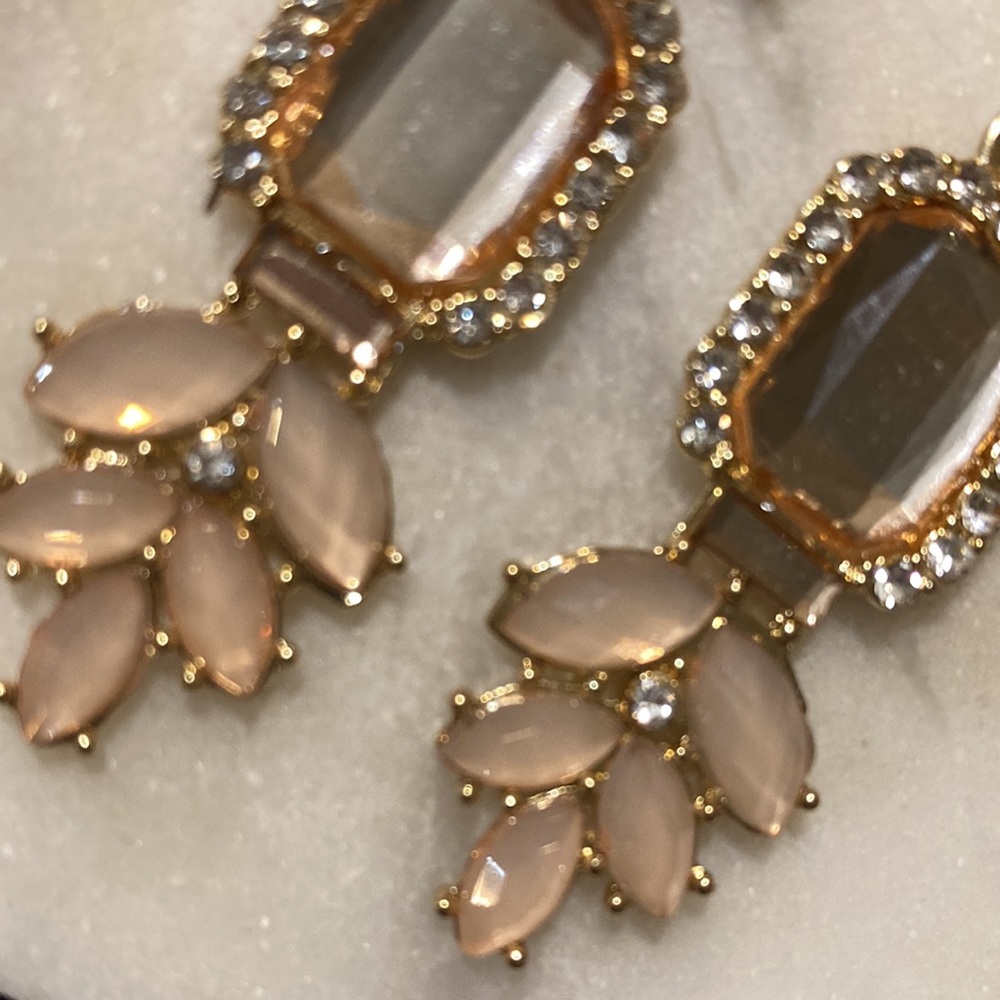 Elegant Gold and Pink Drop Earrings